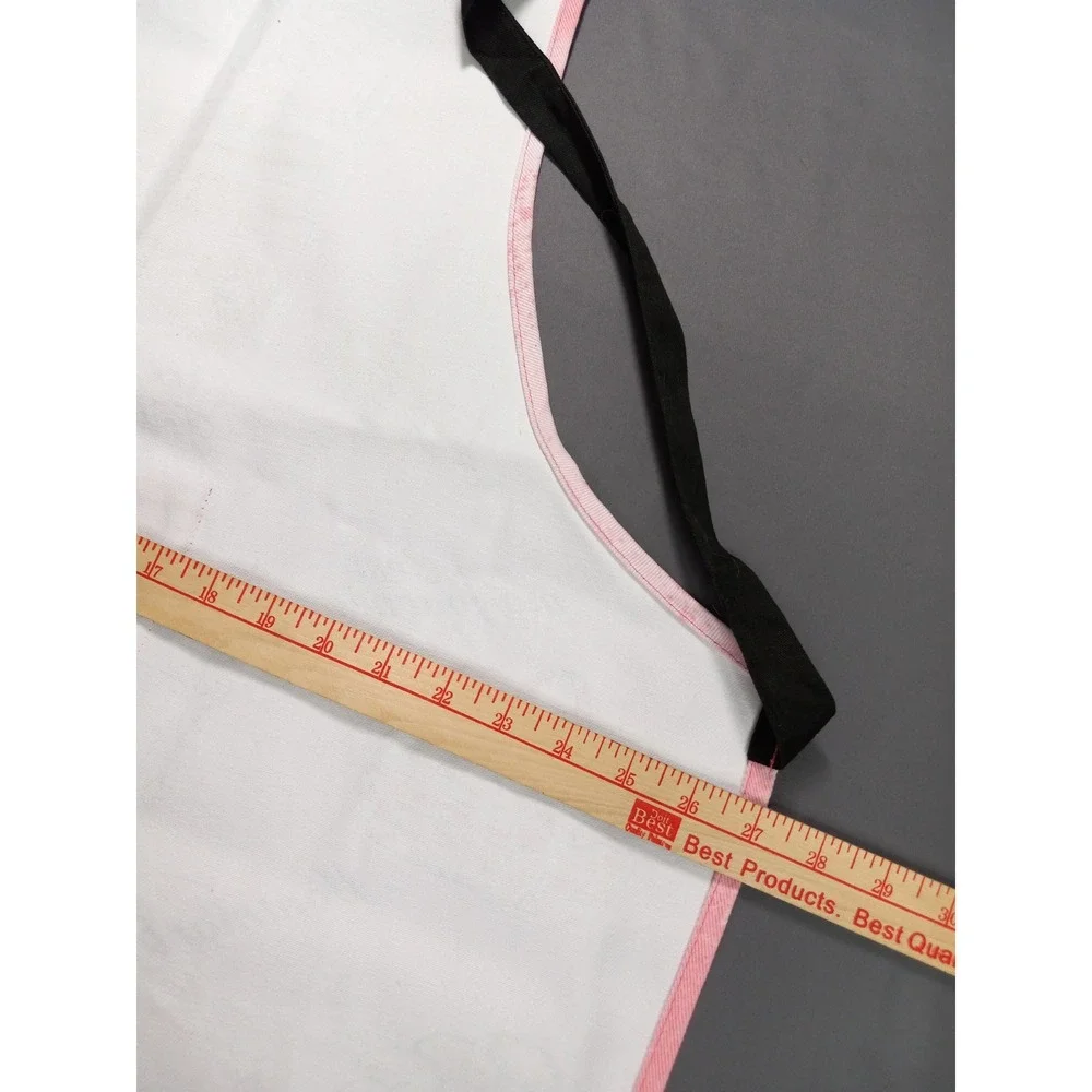 Paris Boulangerie French Bakery Print Cotton Bib Apron Pink White One Size